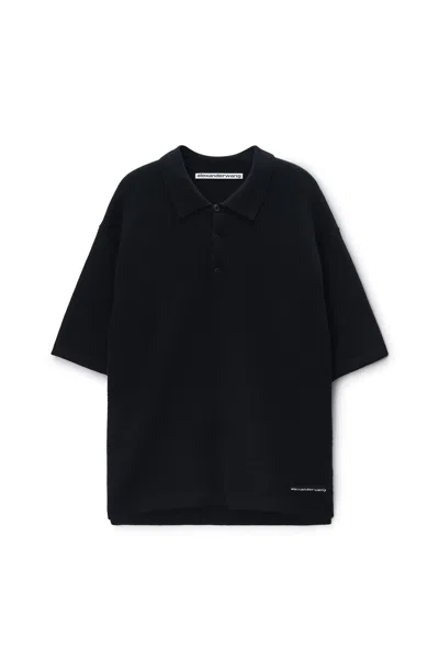 Alexander Wang Short-sleeved Knitted Polo Shirt In Blue
