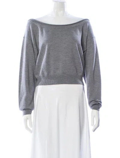 Pre-owned Alexander Wang Merino Wool Bateau Neckline Sweater In Gray