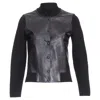 Alexander Wang Merino Wool Blend Leather Front Bomber Jacket In Black