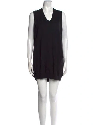 Pre-owned Alexander Wang Merino Wool Mini Dress In Black