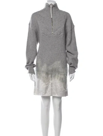 Pre-owned Alexander Wang Merino Wool Mini Dress In Gray