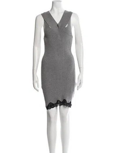 Pre-owned Alexander Wang Merino Wool Mini Dress In Gray