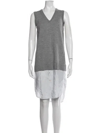 Pre-owned Alexander Wang Merino Wool Mini Dress In Grey