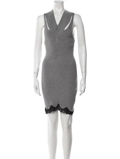 Pre-owned Alexander Wang Merino Wool Mini Dress In Grey