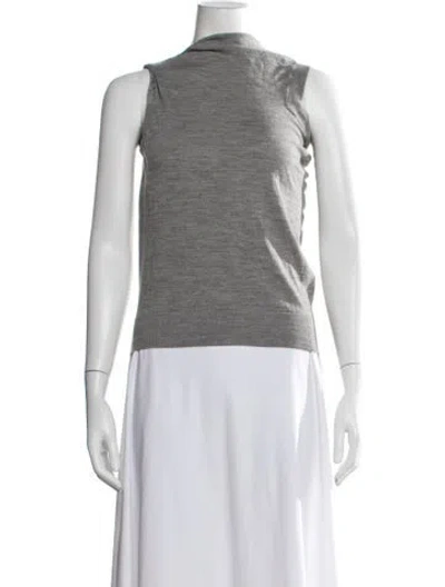 Pre-owned Alexander Wang Merino Wool Mock Neck Top In Gray