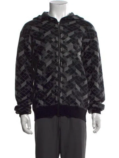 Pre-owned Alexander Wang Merino Wool Patterned Hoodie W/ Tags In Black