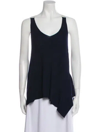 Pre-owned Alexander Wang Merino Wool Scoop Neck Top In Blue
