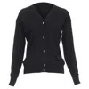 Alexander Wang Merino Wool Silk Trim Sheer Back Cardigan In Black