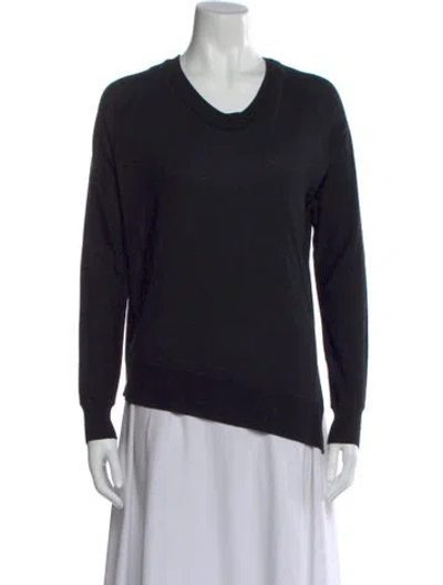 Pre-owned Alexander Wang Merino Wool V-neck Sweater In Black
