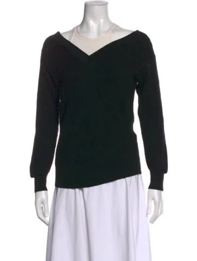 Pre-owned Alexander Wang Merino Wool V-neck Sweater In Black