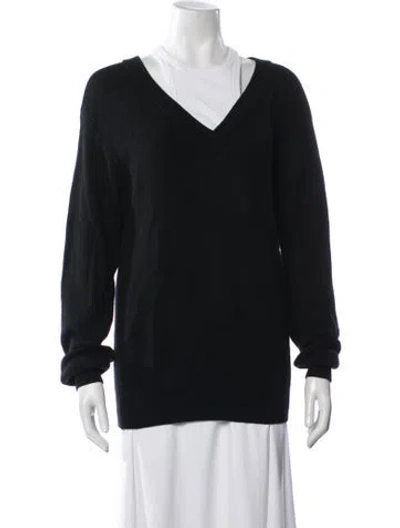 Pre-owned Alexander Wang Merino Wool V-neck Sweater In Black