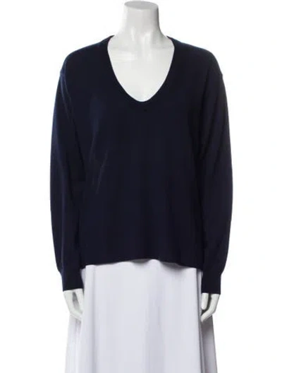 Pre-owned Alexander Wang Merino Wool V-neck Sweater In Blue