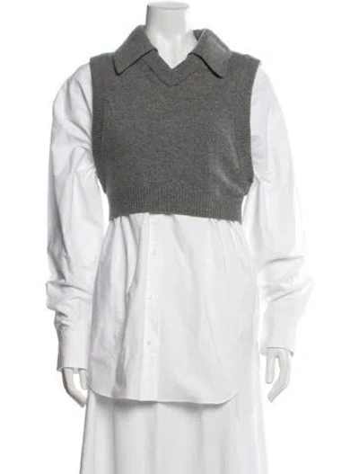 Pre-owned Alexander Wang Merino Wool V-neck Sweater In Blue