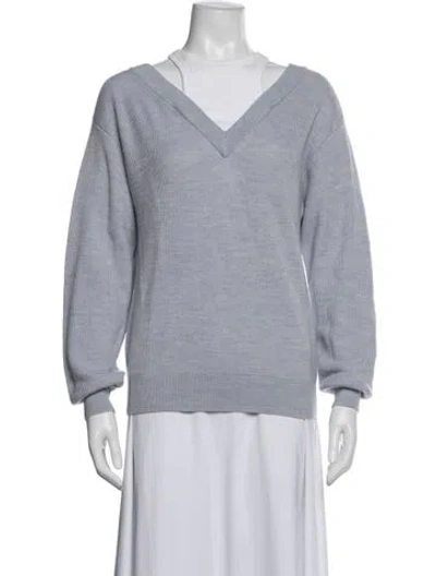 Pre-owned Alexander Wang Merino Wool V-neck Sweater In Blue