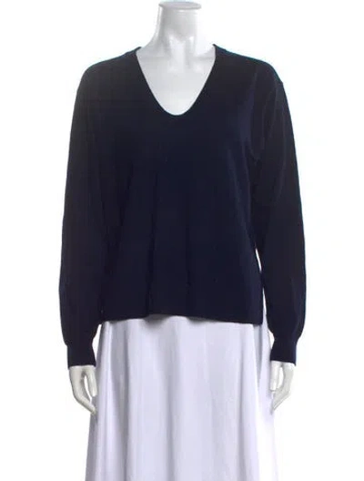 Pre-owned Alexander Wang Merino Wool V-neck Sweater In Blue