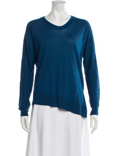 Pre-owned Alexander Wang Merino Wool V-neck Sweater In Blue