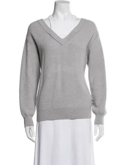 Pre-owned Alexander Wang Merino Wool V-neck Sweater In Gray