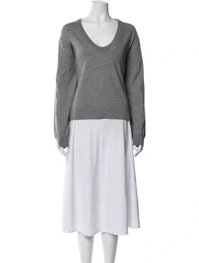 Pre-owned Alexander Wang Merino Wool V-neck Sweater In Grey