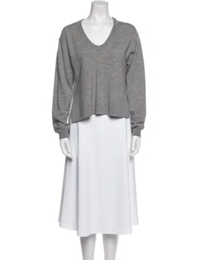 Pre-owned Alexander Wang Merino Wool V-neck Top In Gray