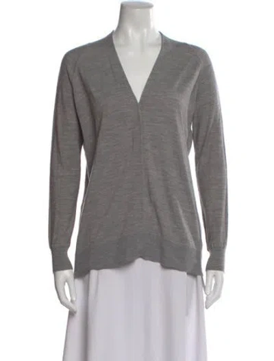 Pre-owned Alexander Wang Merino Wool V-neck Top In Gray