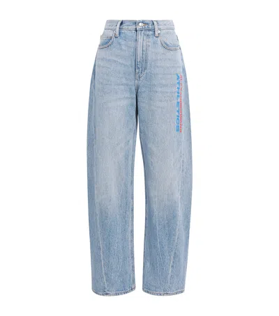 Alexander Wang Mesh-back Barrel Wide-leg Jeans In Blue