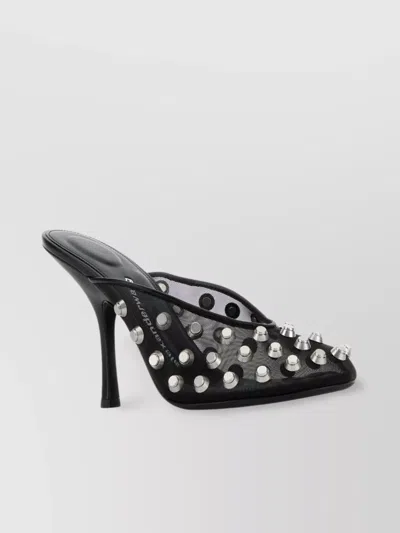 Alexander Wang Mesh Pointed Toe Mules With Studded Embellishments In Black