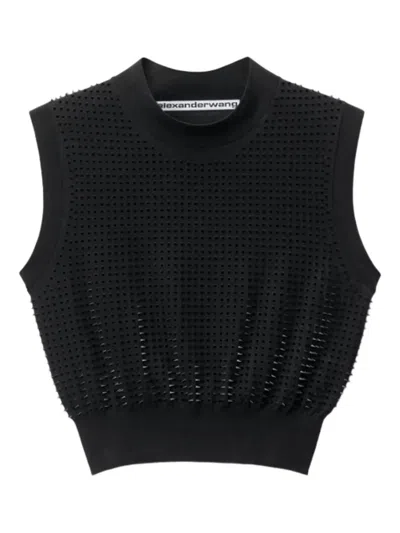 Alexander Wang Mesh Sleeveless Top In Black