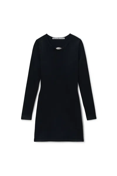 Alexander Wang Metal Logo Minidresss In Matte Jersey In Black