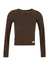 Alexander Wang Micro Ribbed Long Sleeve T-shirt In Brown