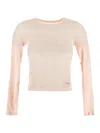 Alexander Wang Micro Ribbed Long Sleeve T-shirt In Pink