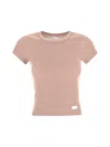 Alexander Wang Micro Ribbed T-shirt In Beige