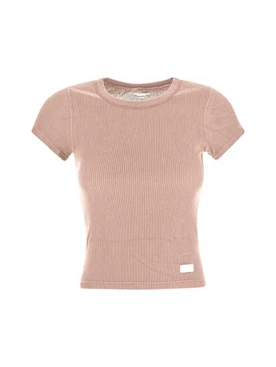 Alexander Wang Micro Ribbed T-shirt In Beige