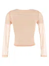 Alexander Wang Micro Solid Mesh Sleeve T-shirt In Pink