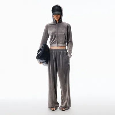 Alexander Wang Mid-rise Belted Sweatpant In Terry Oversized In Silver