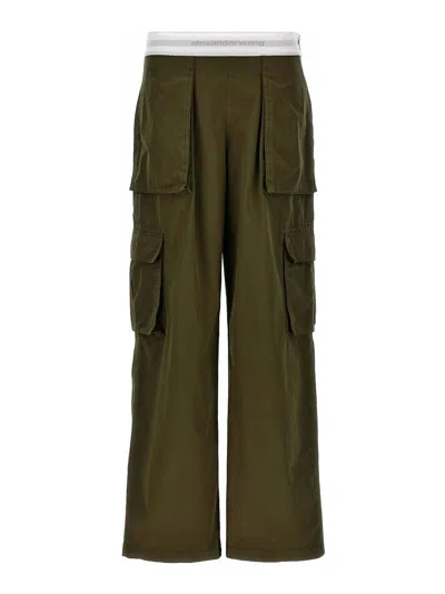 Alexander Wang Mid Rise Cargo Rave Pants In Green