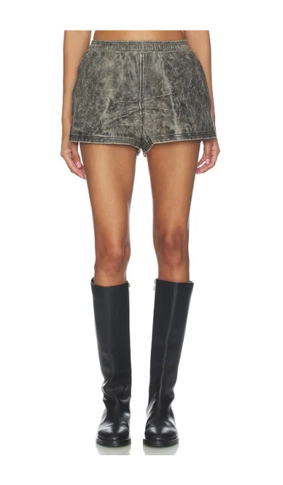 Alexander Wang Mid Rise Leather Mini Short In Black