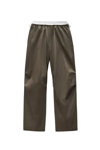 Alexander Wang Mid-rise Logo Elastic Pants W/ Articulated Knee In Blue