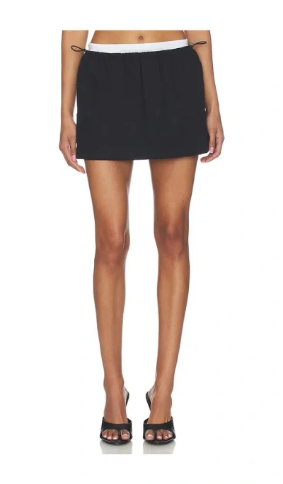 Alexander Wang Mid Rise Mini Logo Elastic Skirt In Black