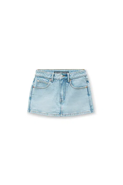 Alexander Wang Mid Rise Mini Skort In Comfort Stretch Denim In Blue