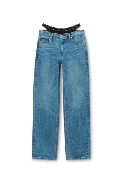 Alexander Wang Mid-rise Relaxed Jeans With Pre-styled Logo Brief In 473 Vintage Medium Indigo