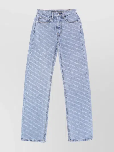 Alexander Wang Mid Rise Relaxed St Pebble Trousers In Blue
