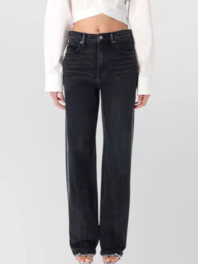 Alexander Wang Mid Rise Relaxed Straight Emb Pocket In Black