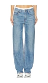 Alexander Wang Indigo Pre-styled Straight-leg Slit-hem Jeans In Blue
