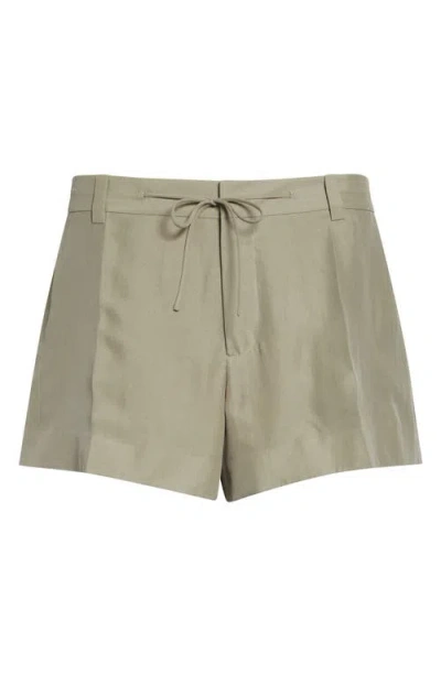 Alexander Wang Mid Rise Silk Drawcord Shorts In Green