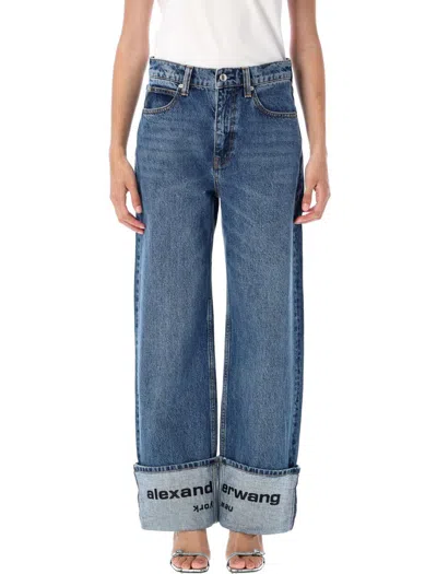 ALEXANDER WANG ALEXANDER WANG LOGO-EMBROIDERED MID-RISE JEANS