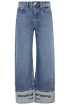 Alexander Wang Mid Rise Straight Jean With Embroidered Cuff In Blue