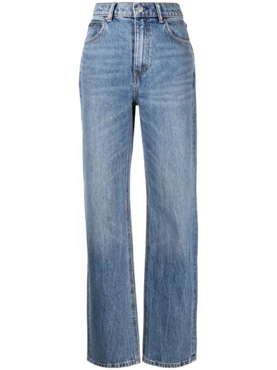 Alexander Wang Slit Hem Jean Prestyle Hotfix Mesh Undie In Blue