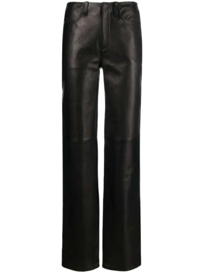 Alexander Wang Mid-rise Straight-leg Leather Trousers In Black