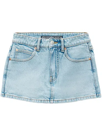 Alexander Wang Mid-rise Denim Skort In 453 Bleach