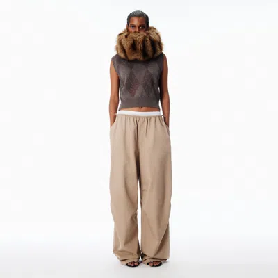 Alexander Wang Mid-rise Track Pant In Cotton Twill In Brown